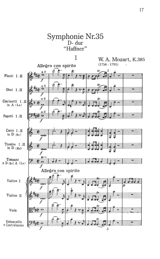 Mozart モーツァルト 交響曲第三十五番 ニ長調 K. 385 「ハフナー」