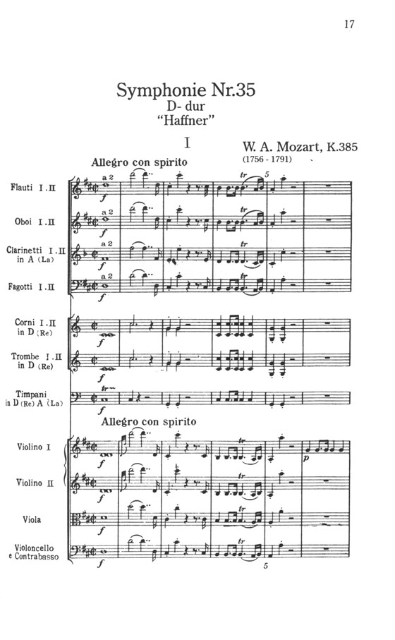 Mozart モーツァルト 交響曲第三十五番 ニ長調 K. 385 「ハフナー」 Mozart モーツァルト 交響曲第三十五番 ニ長調 K. 385 「ハフナー」