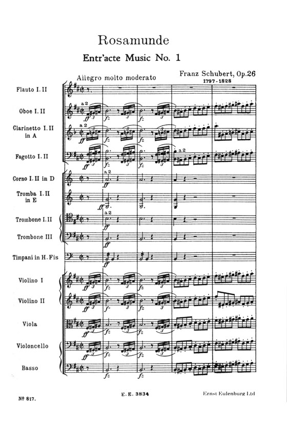 Schubert Rosamunde Entr'acte and Ballet Music D797／シューベルト 《ロザムンデ》の音楽 2つの間奏曲と2つのバレエ音楽