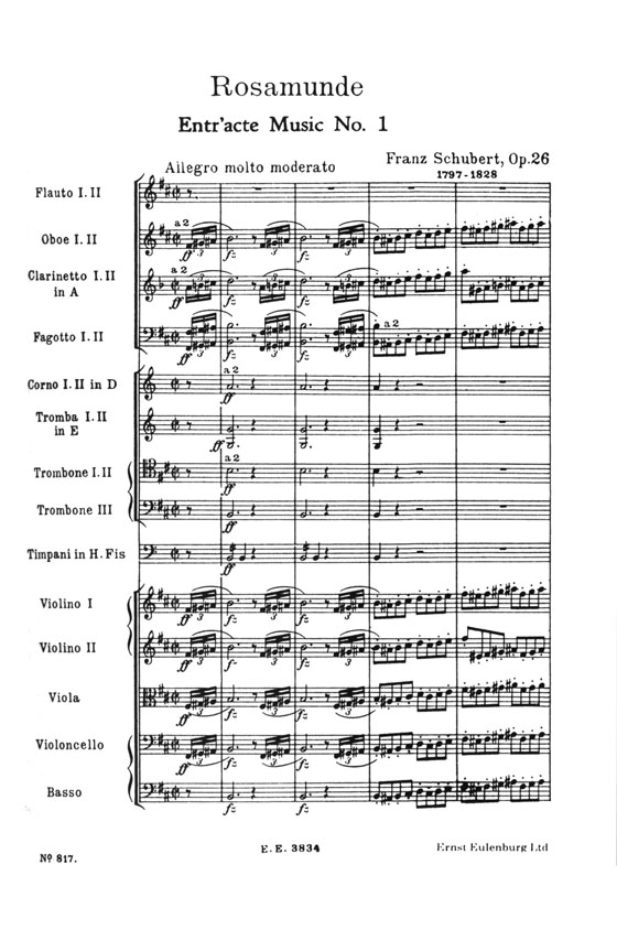 Schubert Rosamunde Entr'acte and Ballet Music D797/シューベルト 《ロザムンデ》の音楽 2つの間奏曲と2つのバレエ音楽 Schubert Rosamunde Entr'acte and Ballet Music D797/シューベルト 《ロザムンデ》の音楽 2つの間奏曲と2つのバレエ音楽