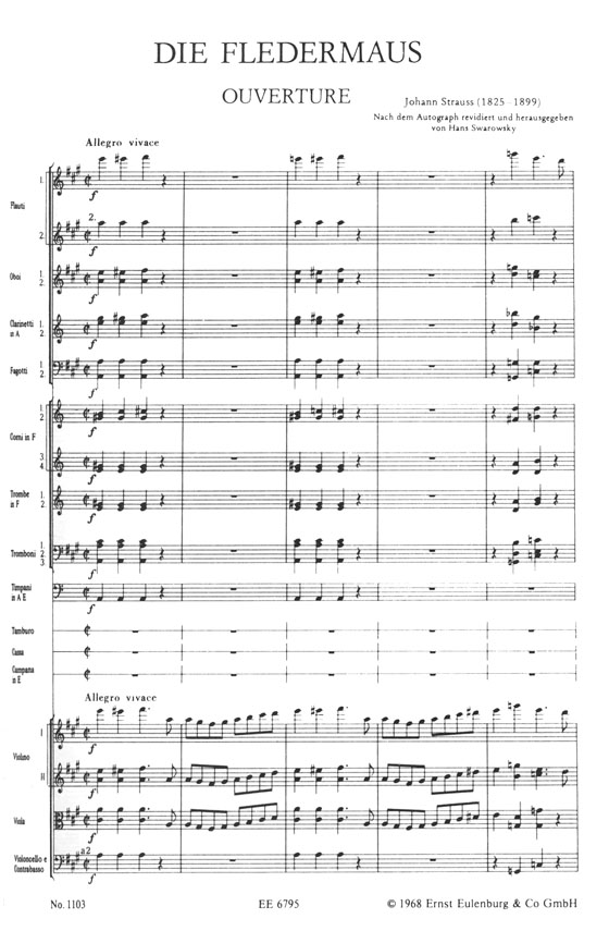 J. Strauss Die Fledermaus the Bat Overture to the Operetta Op. 362／ヨハン・シュトラウスII世 オペレッタ《こうもり》序曲