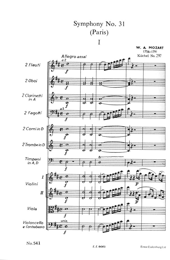 Mozart Symphony D Major K 297／モーツァルト 交響曲第31番ニ長調《パリ》