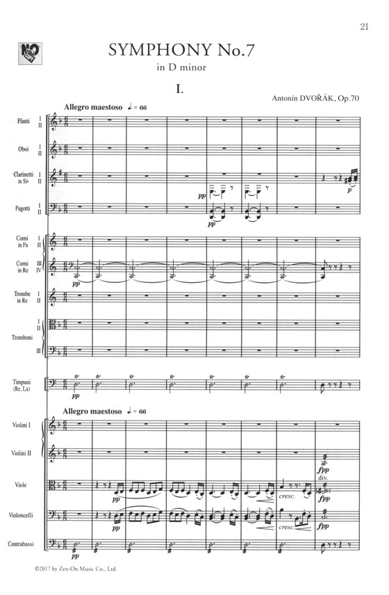 Dvorák ドヴォルジャーク 交響曲第7番 ニ短調 作品70 Dvorák ドヴォルジャーク 交響曲第7番 ニ短調 作品70