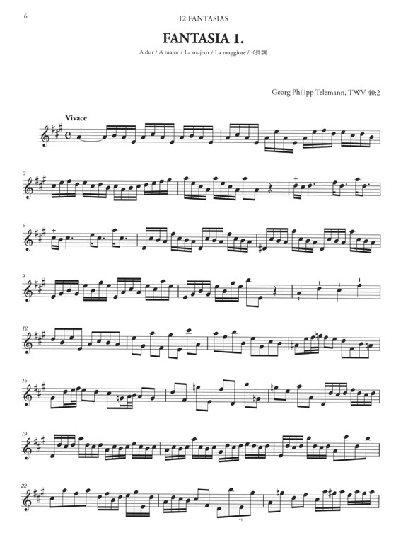 Telemann 12 Fantasias for Flute Solo, TWV 40:2-13 Urtext／テレマン 無伴奏フルートのための12のファンタジー TWV40:2-13 [原典版]