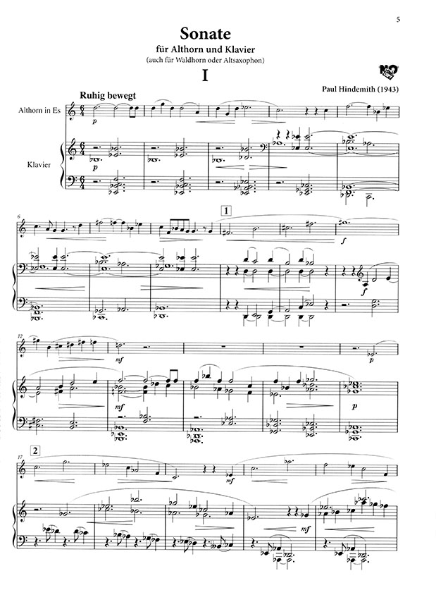 Hindemith Sonate für Althorn und Klavier／ヒンデミット アルト・ホルンとピアノのためのソナタ（またはホルン、アルト・サクソフォーン）