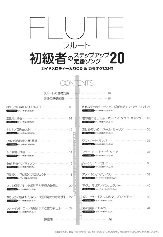 フルート初級者のステップアップ 定番ソング20(ガイドメロディー入りCD&カラオケCD付)