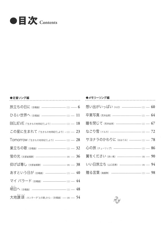 混声三・四部合唱／ピアノ伴奏 卒業ソング合唱精選