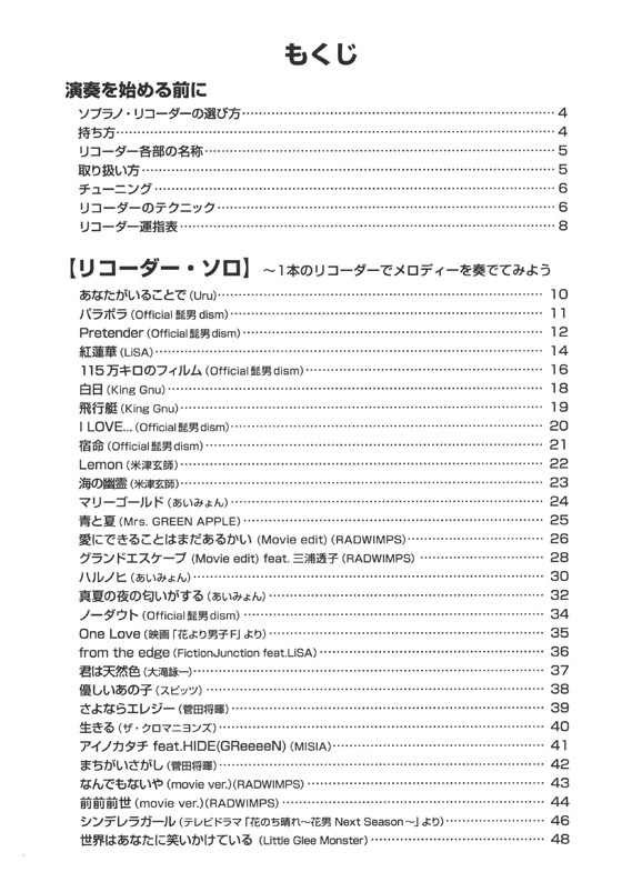 やさしく楽しく吹ける	ソプラノ・リコーダーの本 【人気のヒットソング編】