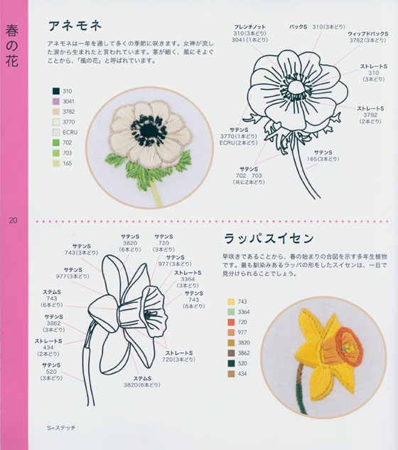 4744 花と緑で彩るボタニカル刺しゅう200