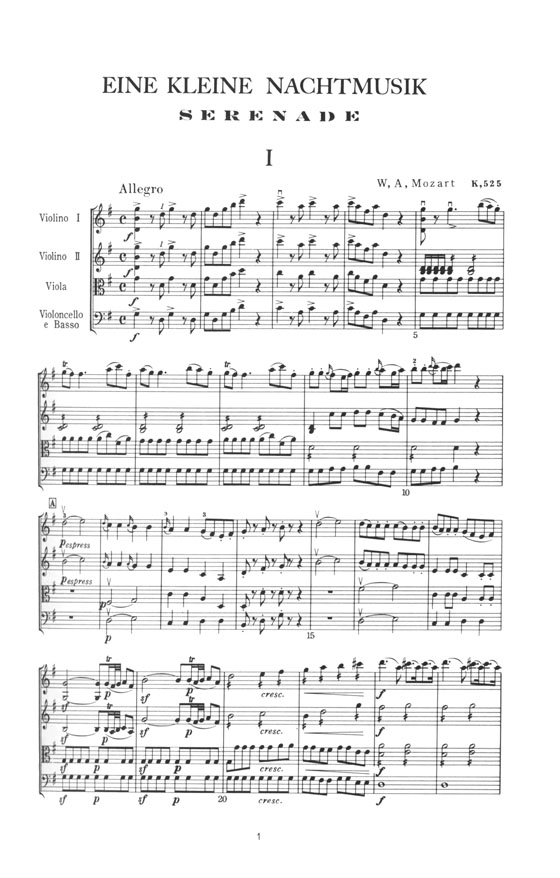 Mozart Serenade Eine kleine Nachtmusik K. 525 弦楽セレナーデ ト「アイネ・クライネ・ナハトムジーク」