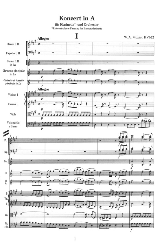 Mozart Konzert für Klarinette und Orchester K. 622 クラリネット協奏曲 イ長調