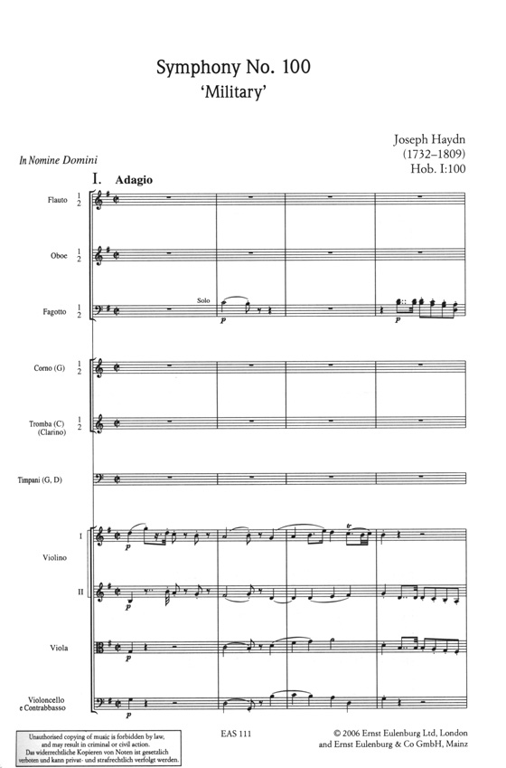 Haydn 海頓 G大調第一OO交響曲 Hob. Ⅰ: 100 "軍隊" 【奧伊倫堡 CD+總譜 11】 (簡中)