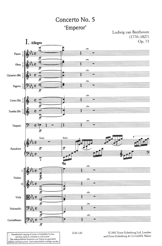 Beethoven 貝多芬 降E大調第五鋼琴協奏曲 Op.73 "皇帝" 【奧伊倫堡 CD+總譜 20】 (簡中)