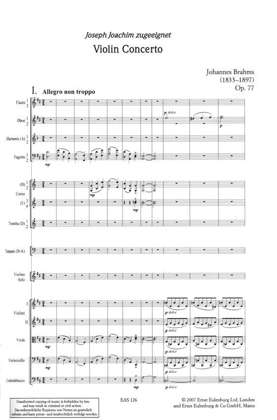 Brahms 勃拉姆斯 D大調小提琴協奏曲 Op.77【奧伊倫堡 CD+總譜 26】 (簡中)