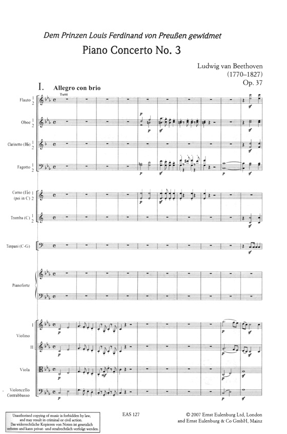 Beethoven 貝多芬 c小調第三鋼琴協奏曲 Op.37【奧伊倫堡 CD+總譜 27】 (簡中)