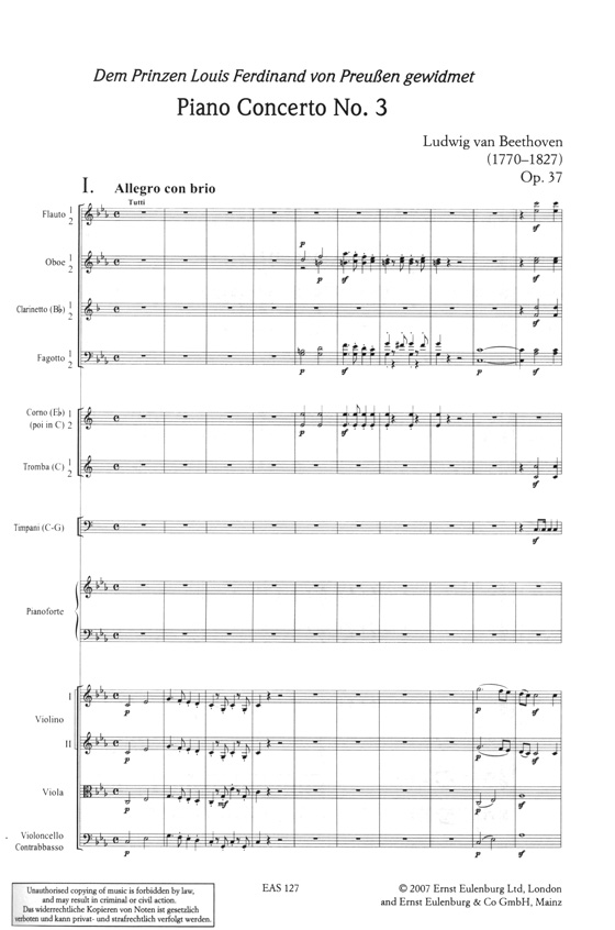 Beethoven 貝多芬 c小調第三鋼琴協奏曲 Op.37【奧伊倫堡 CD+總譜 27】 (簡中) Beethoven 貝多芬 c小調第三鋼琴協奏曲 Op.37【奧伊倫堡 CD+總譜 27】 (簡中)