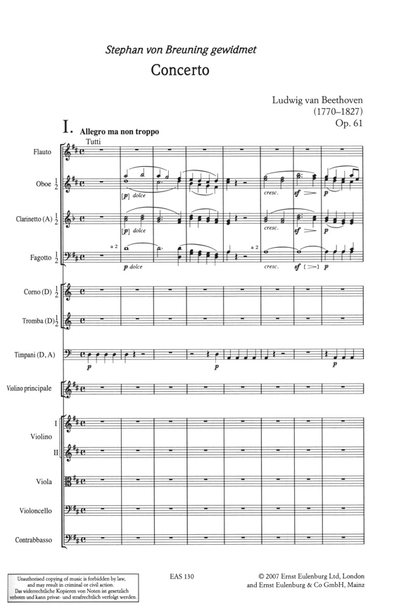 Beethoven 貝多芬 D大調小提琴協奏曲 Op.61【奧伊倫堡 CD+總譜 30】 (簡中)