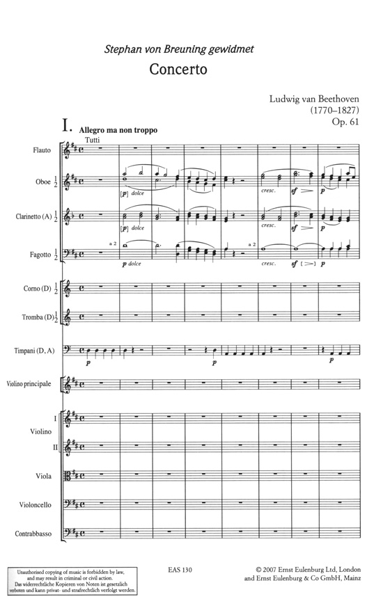 Beethoven 貝多芬 D大調小提琴協奏曲 Op.61【奧伊倫堡 CD+總譜 30】 (簡中)