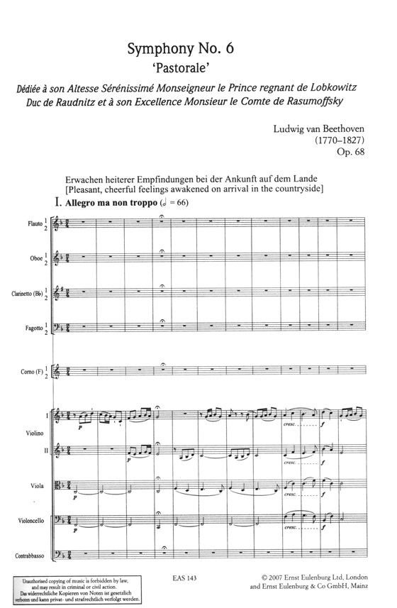 Beethoven 貝多芬 F大調第六交響曲 Op.68 "田園" 【奧伊倫堡 CD+總譜 43】 (簡中)