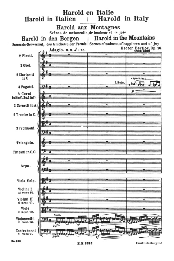 Berlioz 柏遼茲 哈羅爾德在意大利 全國音樂院系教學總譜系列 No.423 (簡中)