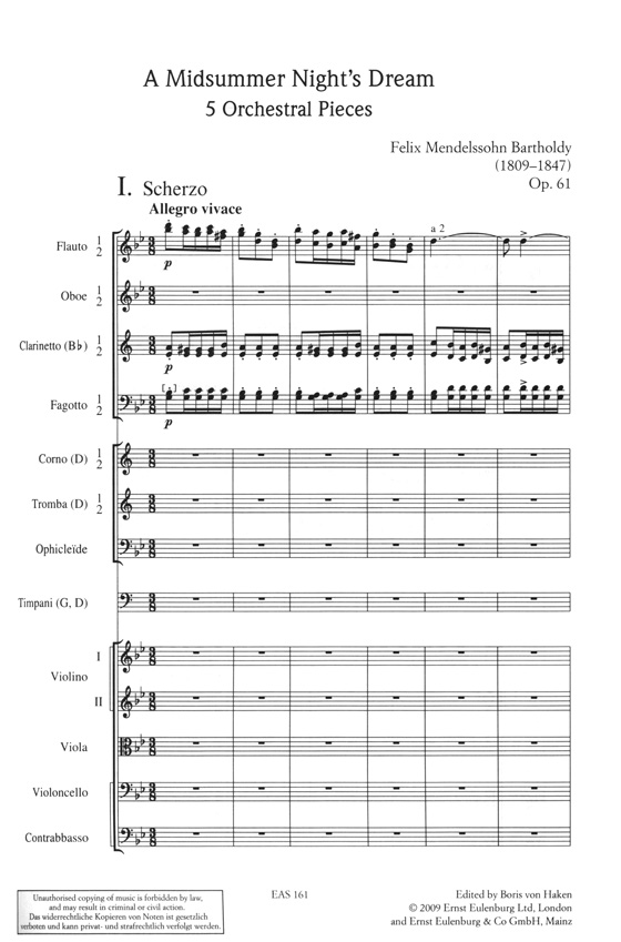 Mendelssohn 門德爾松 仲夏夜之夢 五首管弦樂曲 Op.61【奧伊倫堡 CD+總譜 61】 (簡中) Mendelssohn 門德爾松 仲夏夜之夢 五首管弦樂曲 Op.61【奧伊倫堡 CD+總譜 61】 (簡中)