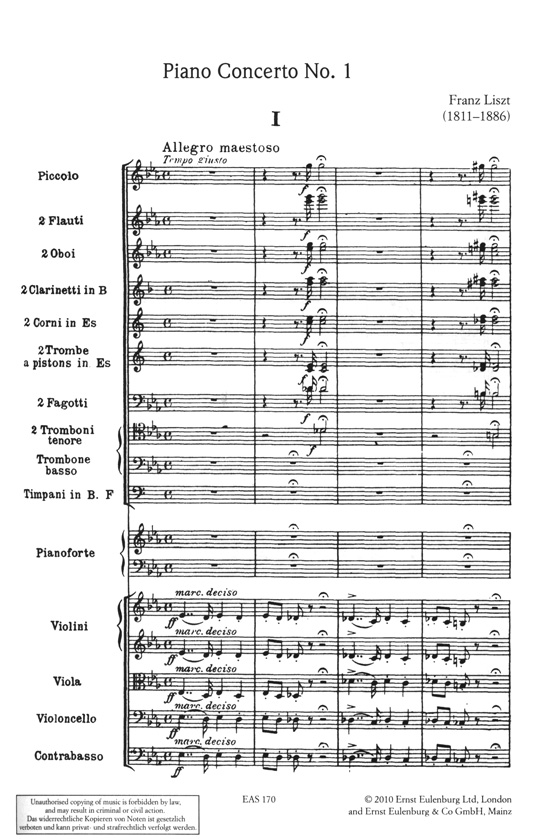 Liszt 李斯特 降E大調第一鋼琴協奏曲【奧伊倫堡 CD+總譜 70】 (簡中)