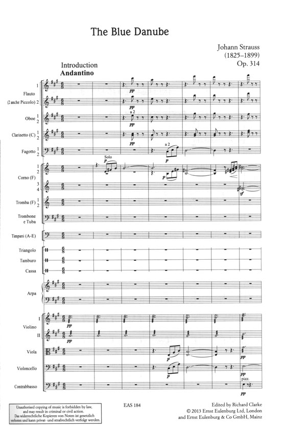 Strauss (Son) 施特勞斯 (兒子) 藍色多瑙河 Op. 314 藝術家的生活 Op. 316【奧伊倫堡 CD+總譜 84】 (簡中)