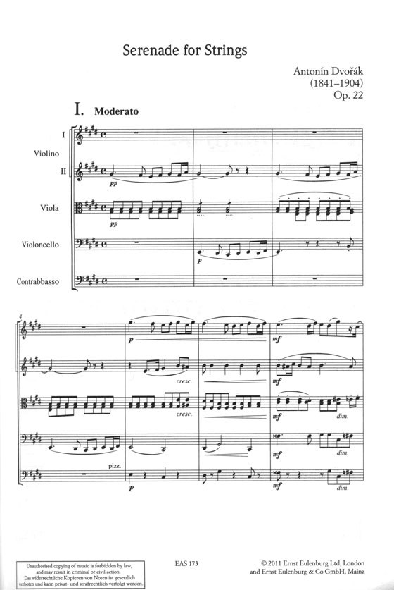 Dvořák 德沃夏克 弦樂小夜曲 E大調 Op. 22【奧伊倫堡 CD+總譜 73】 (簡中) Dvořák 德沃夏克 弦樂小夜曲 E大調 Op. 22【奧伊倫堡 CD+總譜 73】 (簡中)