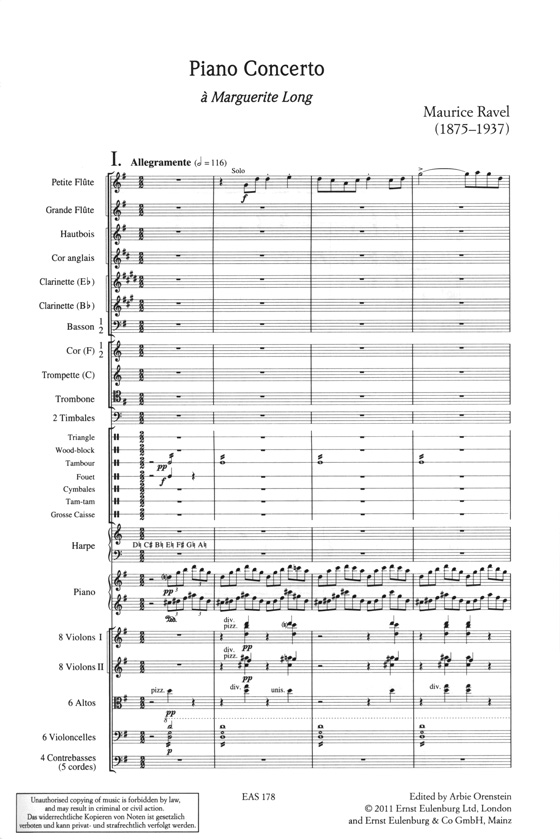 Ravel 拉威爾 G大調鋼琴協奏曲【奧伊倫堡 CD+總譜 78】 (簡中)