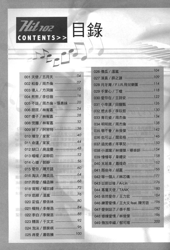 Hit 102 中文流行鋼琴百大首選
