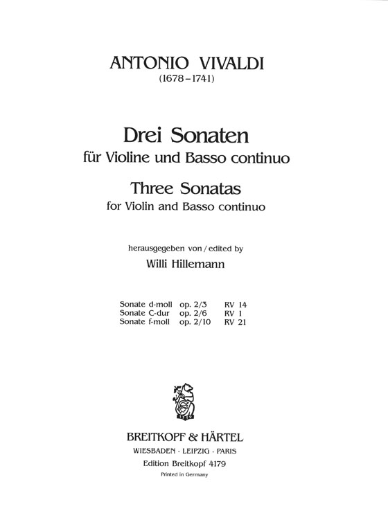 Antonio Vivaldi Drei Sonaten für Violine und Basso Continuo