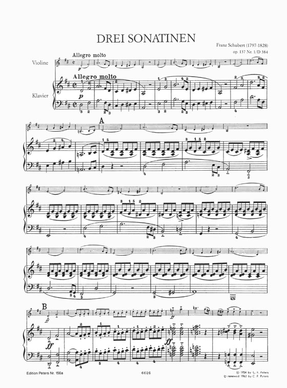 Schubert 3 Sonatinen Opus 137‧D 384 , 385 , 408 Violin and Piano