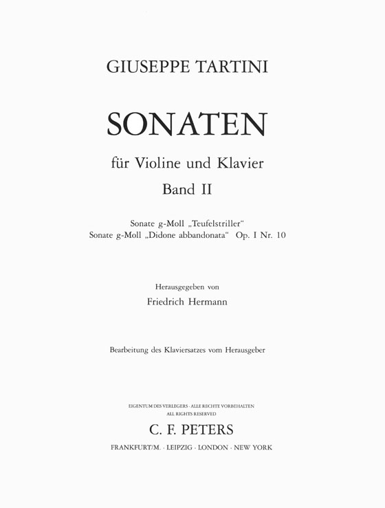 Tartini Sonaten Ⅱ G Minor "The Devil's Trill"／G Minor "Didone Abbandonata" Violin and Piano