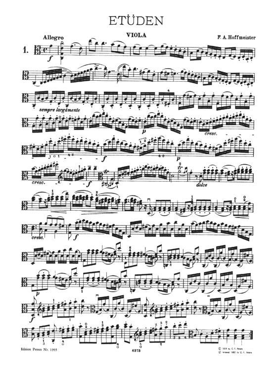 Hoffmeister Viola-Etüden Studies for Viola