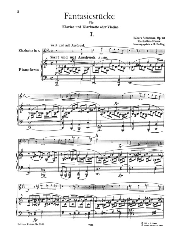 Schumann Fantasiestücke Op. 73 Ausgabe für Violine und Klavier