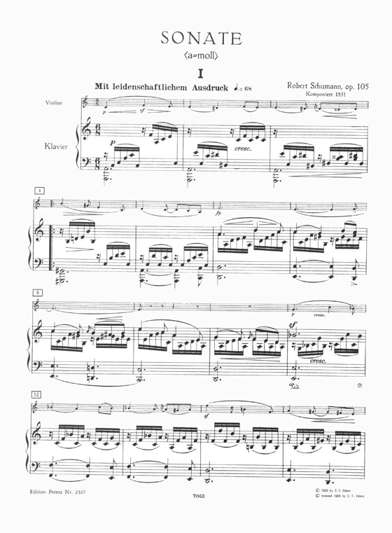 Schumann Sonaten Op. 105, 121 Violin and Piano