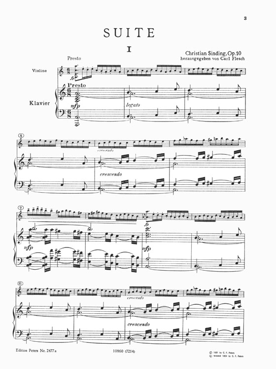 Sinding Suite Opus 10 Violin and Piano