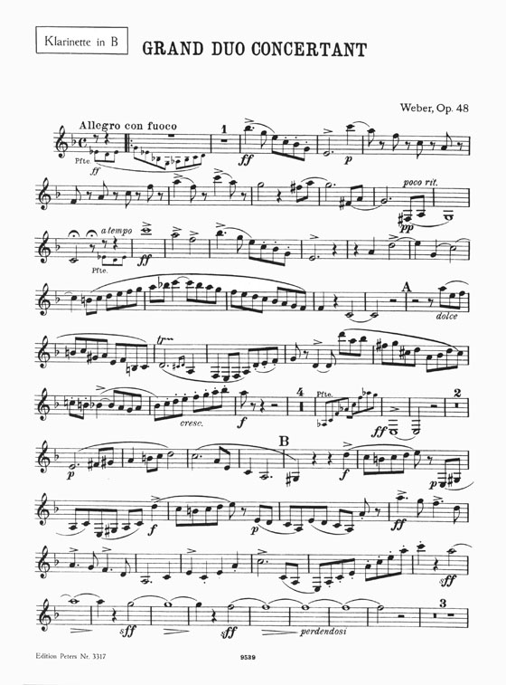 Weber Grand Duo Concertant E♭ Major Opus 48 Piano and Clarinet (Violin)