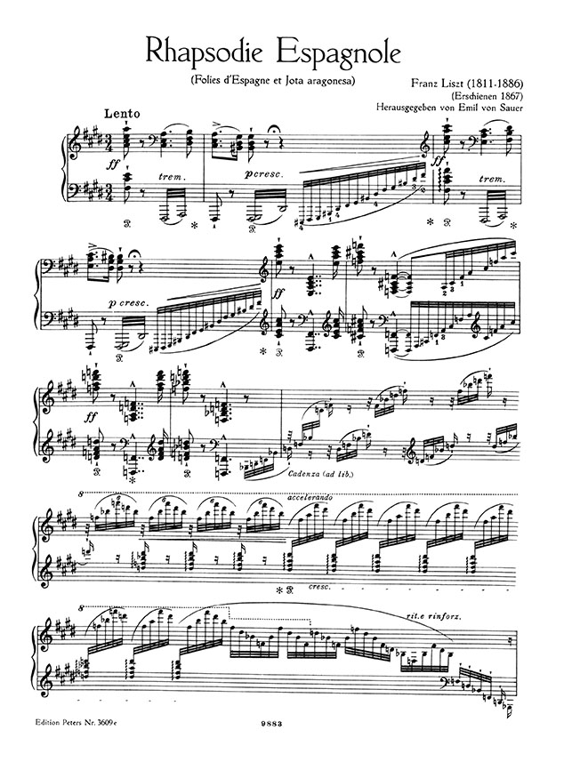 Liszt Rhapsodie Espagnole (Folies d' Espagne et Jota aragonesa) for Piano