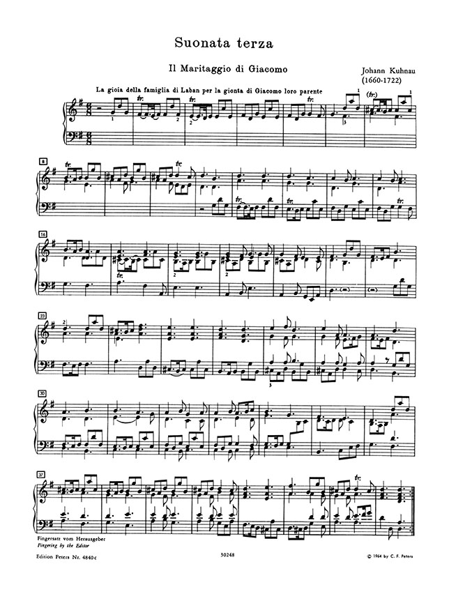 Kuhnau Biblical Sonata No. 3 The Wedding of Jacob Klavier