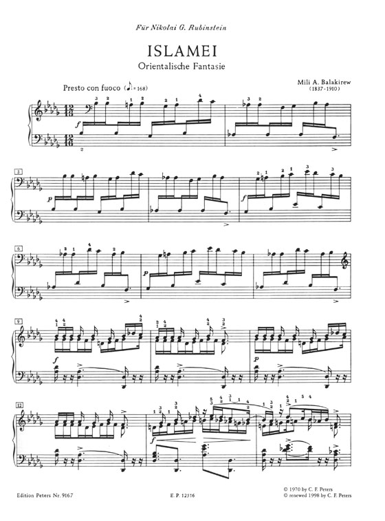 Balakirew Islamei Oriental Fantasy for Piano (Urtext)