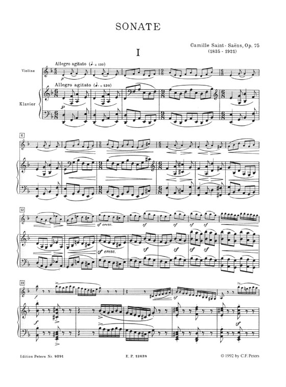 Saint-Saëns Sonate Opus 75 Violin and Piano