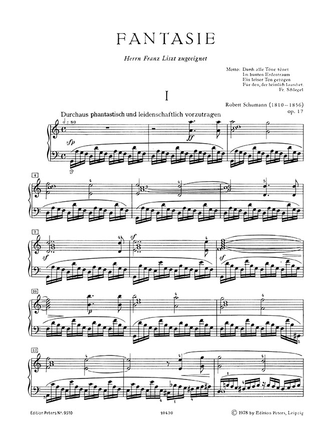 Schumann Fantaisie C Major Opus. 17 for Piano (Urtext)