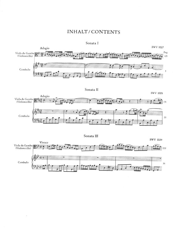 J. S. Bach 3 Sonaten BWV 1027-1029 Viola da gamba (Cello) and Harpsichord (Urtext)