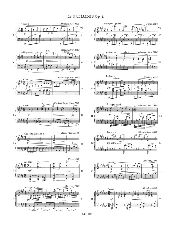 Skrjabin 24 Préludes Opus 11 Piano (Urtext)