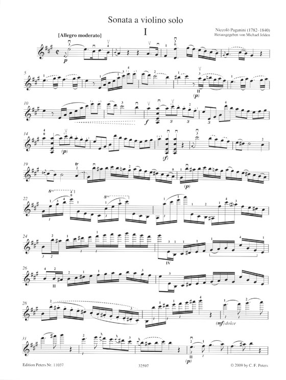 Paganini Sonate A Major Violine Solo (Urtext)