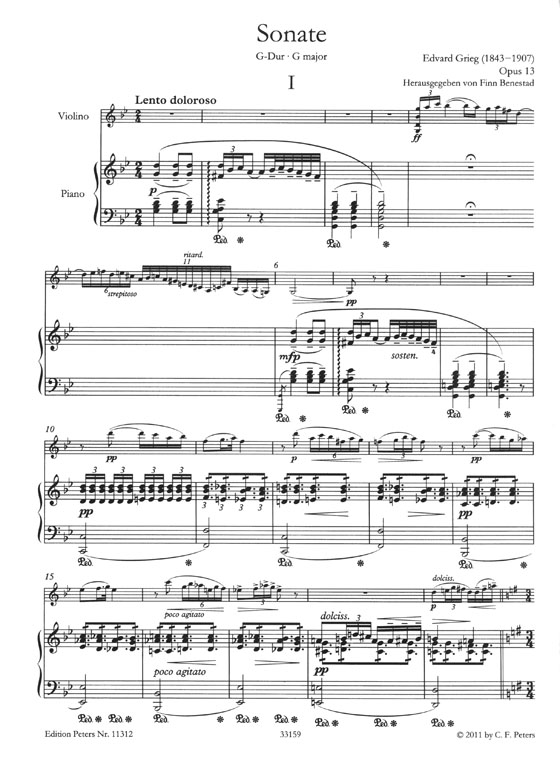 Grieg Sonate G major Opus 13 Violin and Piano (Urtext)