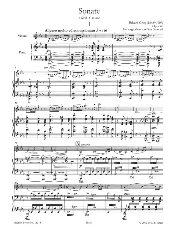 Grieg Sonate C minor Opus 45 Violin and Piano (Urtext)