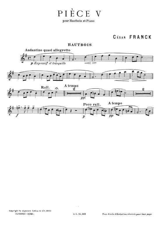 C. Franck Pièce V pour Hautbois et Piano