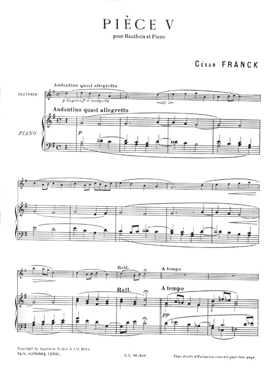 C. Franck Pièce V pour Hautbois et Piano